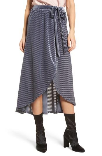 Women's J.o.a. Velvet Wrap Skirt - Grey