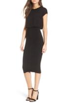 Women's Lost Ink Double Layer Body-con Dress, Size - Black