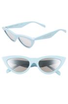 Women's Celine 56mm Cat Eye Sunglasses - Light Blue/ Silver Flash