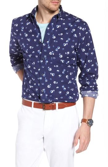 Men's 1901 Trim Fit Floral Sport Shirt - Blue