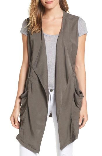 Petite Women's Caslon Drape Front Utility Vest P - Green