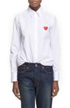 Women's Comme Des Garcons Heart Graphic Woven Cotton Shirt