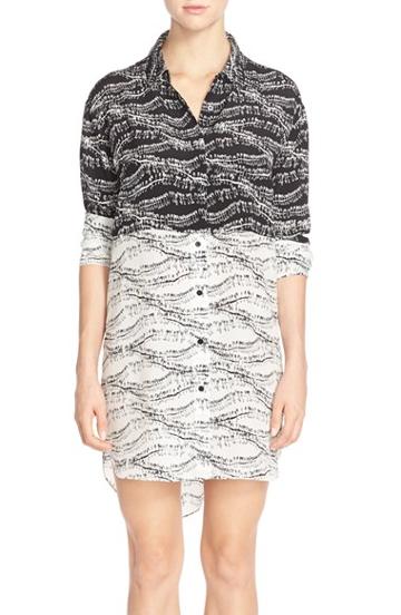 Women's French Connection 'anarchy Pin' Print Silk Shirtdress