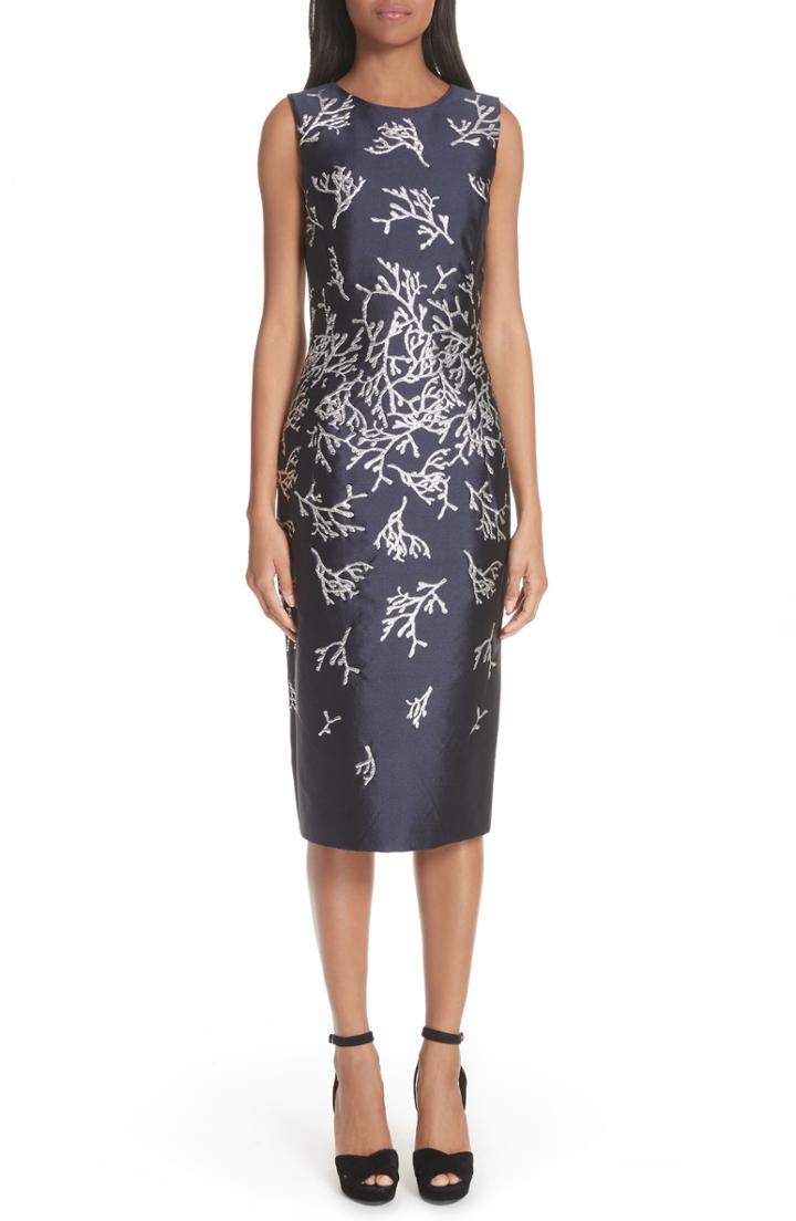 Women's Oscar De La Renta Coral Pattern Sheath Dress