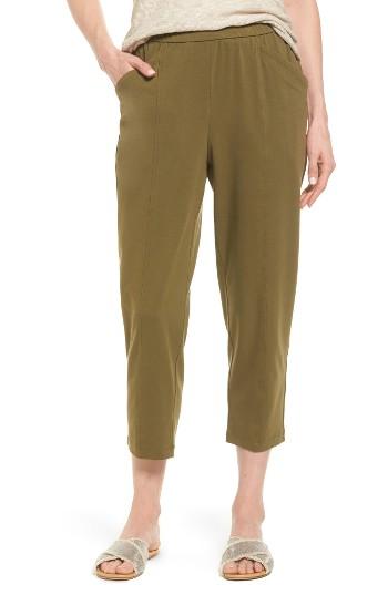 Women's Eileen Fisher Stretch Organic Cotton Crop Pants, Size - Green
