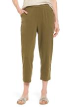 Women's Eileen Fisher Stretch Organic Cotton Crop Pants, Size - Green