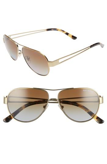 Women's Tory Burch 55mm Polarized Aviator Sunglasses - Gold/ Brown