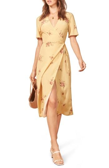 Women's Reformation Jensen Wrap Dress - Yellow