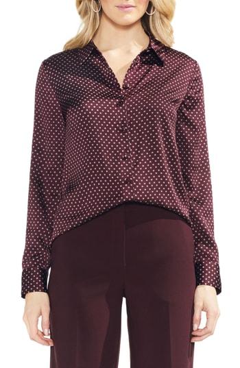Women's Vince Camuto Trinket Geometric Pattern Button Up Blouse, Size - Red