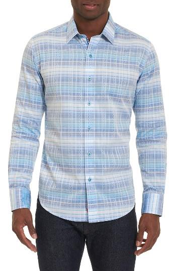 Men's Robert Graham Classic Fit Check Sport Shirt, Size - Blue