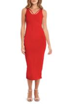 Women's Michael Stars Reversible Stretch Cotton Midi Dress - Red