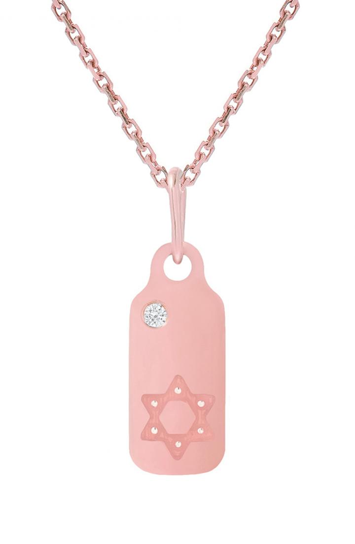 Women's Mini Mini Jewels Icons - Star Of David Diamond Dog Tag Necklace