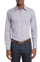 Men's Canali Check Sport Shirt - Red