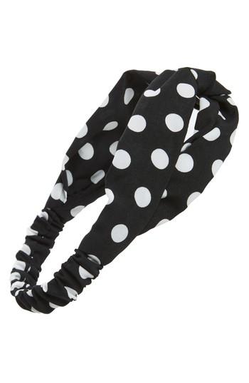 Cara Polka Dot Twist Head Wrap, Size - Black
