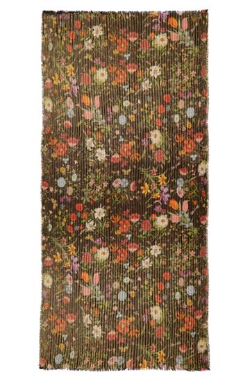 Women's Gucci Golden Flora Pleated Stole, Size - Black