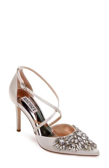 Women's Badgley Mischka Harlene Embellished Pointy Toe Pump M - White