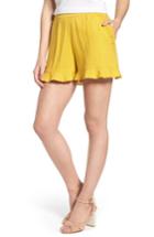 Women's June & Hudson High Rise Ruffle Shorts - Yellow