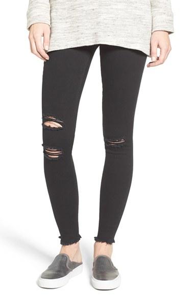Women's Hue Ripped Denim Leggings - Black
