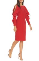 Women's Eliza J Ruffle Sleeve Sheath Dress - Red