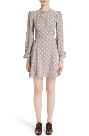 Women's Marc Jacobs Polka Dot Silk Crepe De Chine Dress - Grey