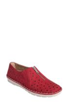 Women's Earth Callisto Perforated Zip Moccasin M - Red