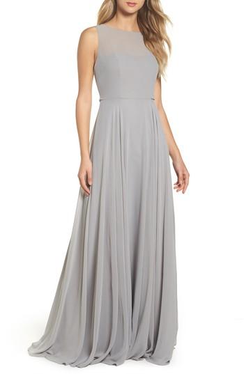Women's Jenny Yoo Elizabeth Chiffon Gown - Grey