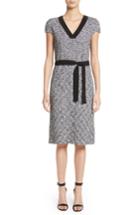 Women's St. John Collection Micro Tweed Belted Dress - Black