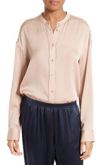 Women's Vince Pintuck Placket Stretch Silk Blouse