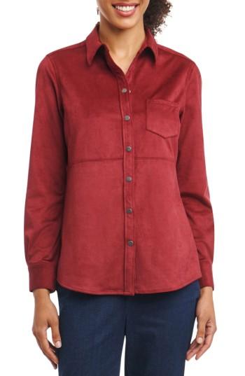 Women's Foxcroft Jena Faux Suede Shirt - Burgundy