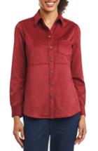 Women's Foxcroft Jena Faux Suede Shirt - Burgundy