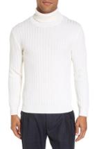 Men's Eleventy Ribbed Turtleneck Wool Sweater - Beige