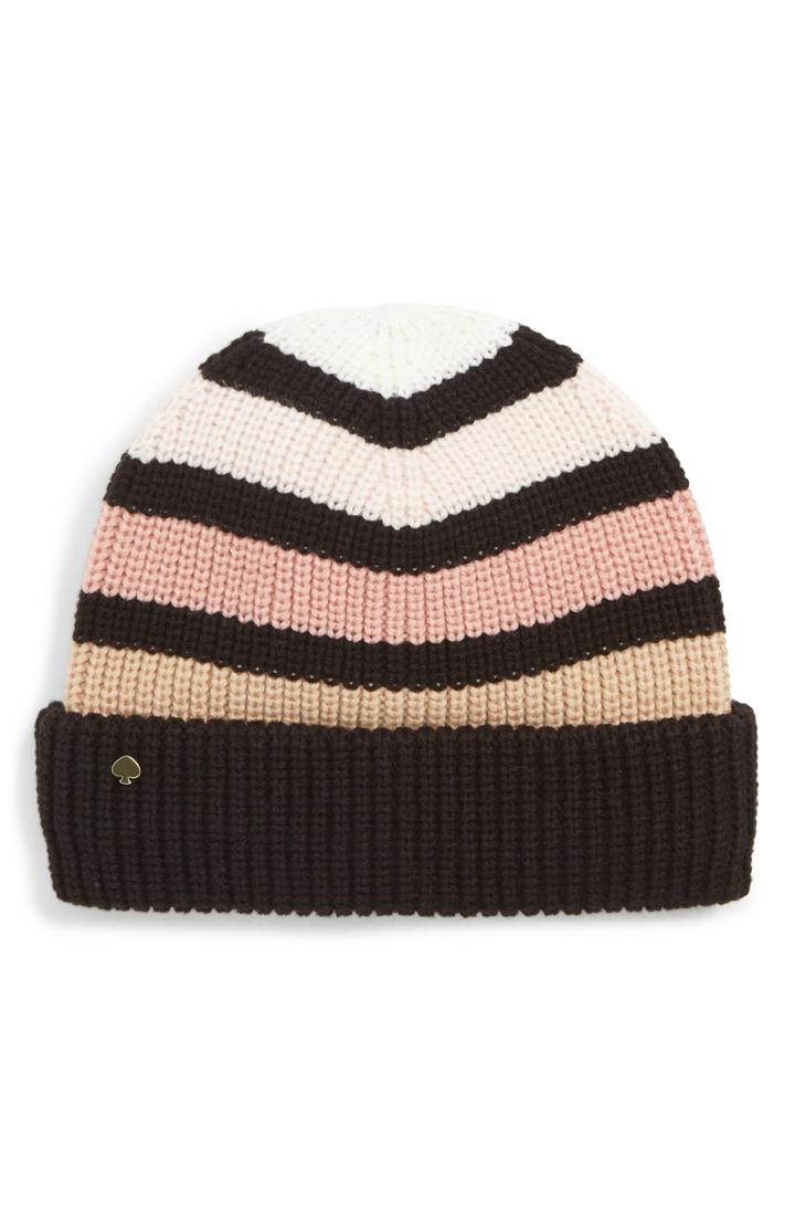Women's Kate Spade New York Stripe Beanie - Black
