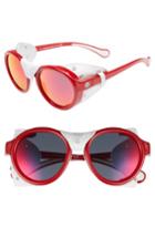 Men's Moncler 52mm Round Frame Retro Sunglasses - Shiny Red
