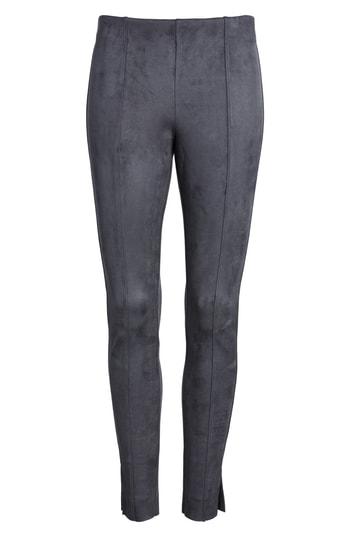Women's Zeza B By Hue Side Slit Faux Suede Leggings - Grey