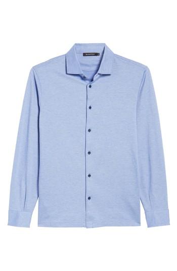 Men's Bugatchi Regular Fit Heather Knit Sport Shirt - Blue
