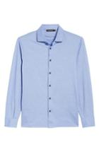 Men's Bugatchi Regular Fit Heather Knit Sport Shirt - Blue