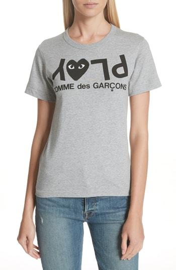 Women's Comme Des Garcons Play Logo Tee - Grey