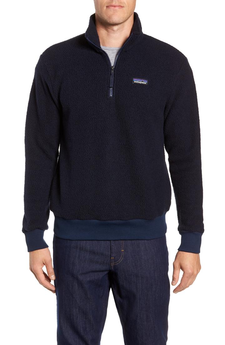 Men's Patagonia Woolyester Fleece Quarter Zip Pullover - Blue