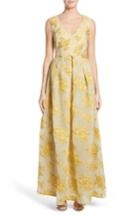 Women's Malene Oddershede Bach Fil Coupe Floral Jacquard Gown - Yellow