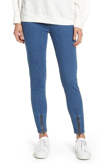 Women's Nordstrom Ankle Zip Denim Leggings - Blue