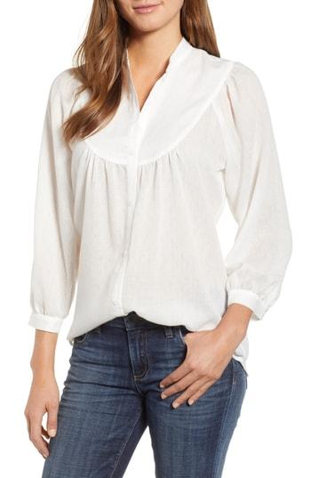 Women's Caslon Curved Yoke Dobby Shirt - Ivory