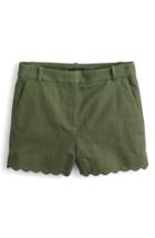Women's J.crew Fiesta Scallop Hem Stretch Cotton Shorts - Green