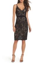 Women's Xscape V-neck Lace Sheath Dress - Black