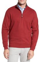 Men's David Donahue Melange Quarter Zip Pullover, Size - Red