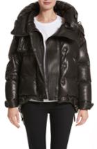 Women's Burberry Rocklands Quilted Down Leather Coat - Black