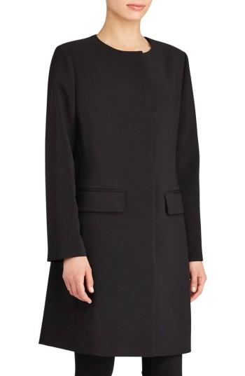 Women's Lauren Ralph Lauren Collarless Crepe Topper - Black