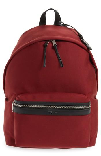 Men's Saint Laurent Canvas And Leather Trim Backpack - Blue