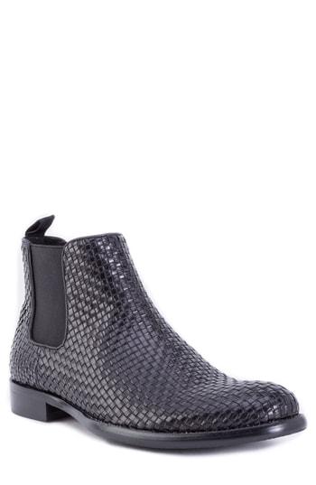 Men's Robert Graham Woodward Woven Chelsea Boot M - Black