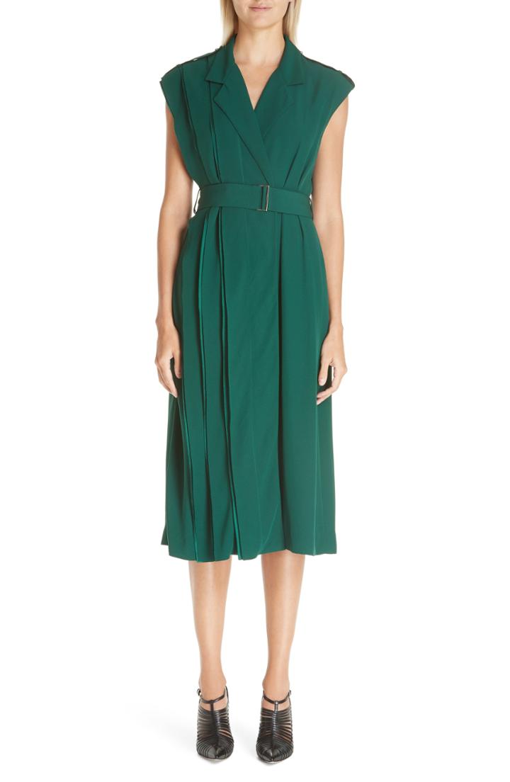 Women's Jason Wu Belted Crepe Back Satin Midi Dress - Green