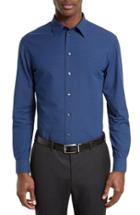 Men's Armani Collezioni Trim Fit Micro Pattern Sport Shirt - Blue